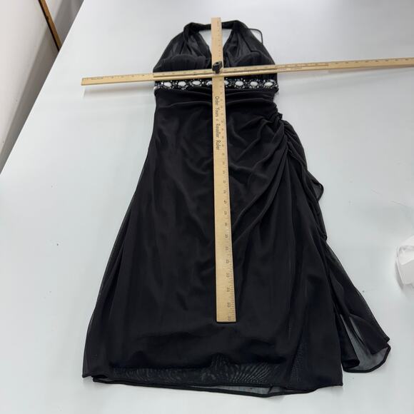 Cache Dress Womens 6 Black Sequins V Neck‎ Mini Ruched Vintage Y2K - Picture 6 of 6